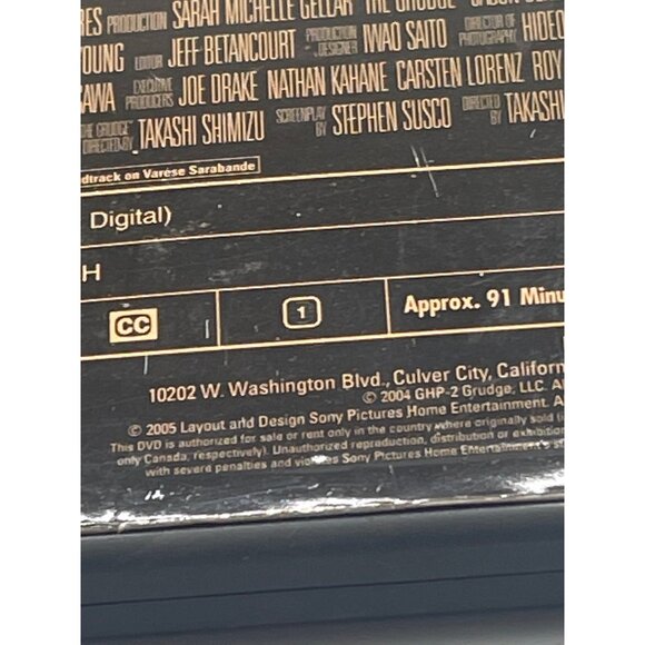 The Grudge DVD 2004 Sony pictures 91 min PG-13 English used see photos - Picture 4 of 6